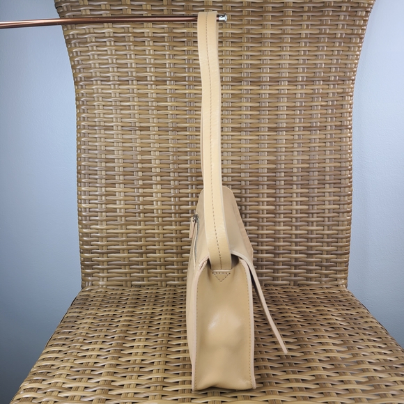 Monsac Original Handbag Purse Shoulder Bag Beige Genuine Leather - Picture 6 of 16